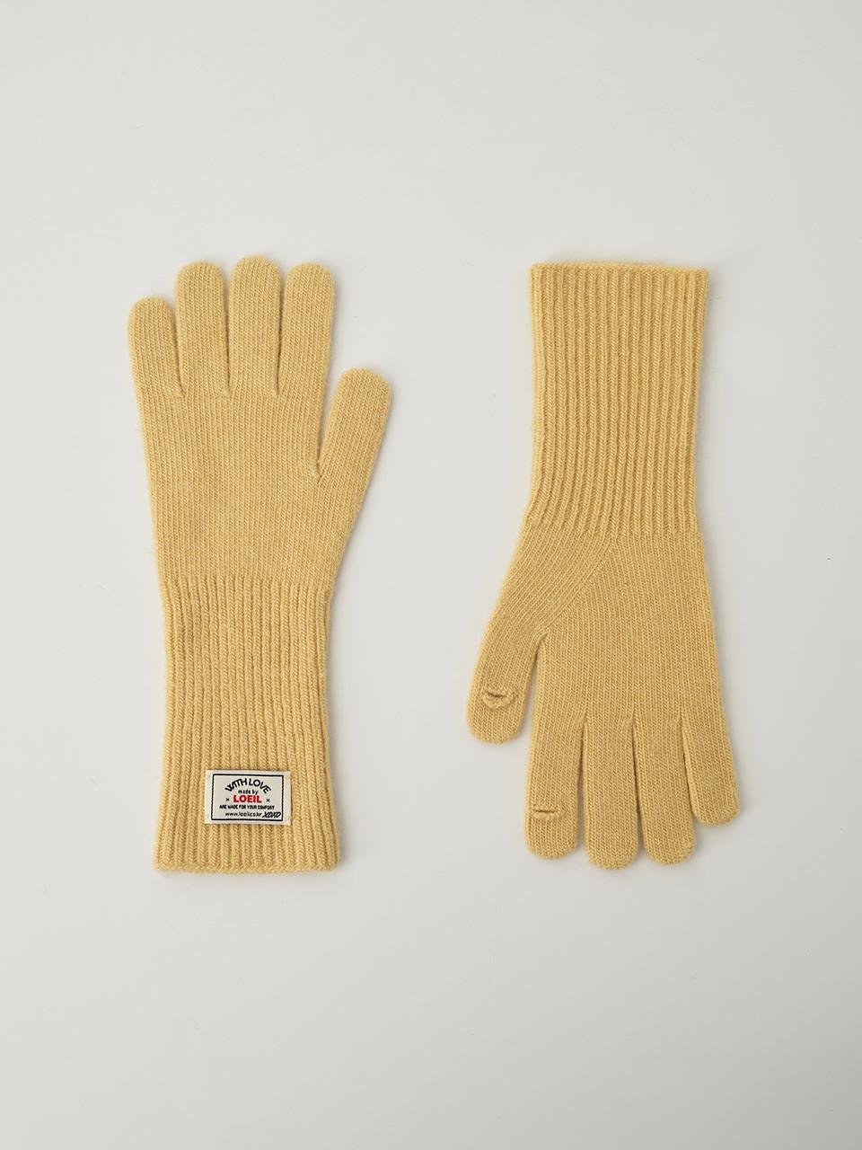 LOEIL Fingerhole wool knit gloves - yellow