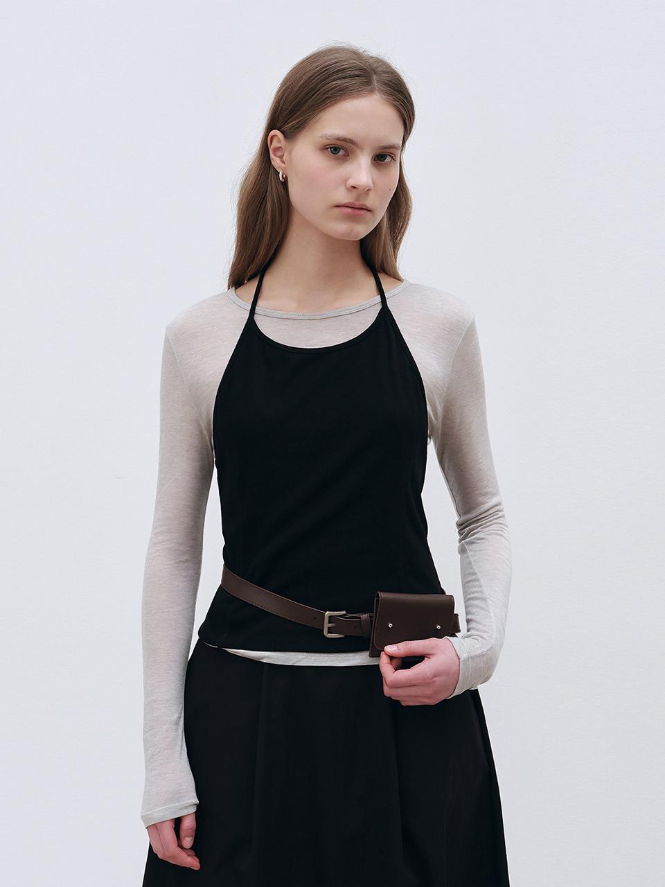 LOEIL Layered Halter Sleeveless Top [Black]