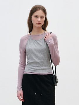 LOEIL Layered Halter Sleeveless Top [Melange Grey]