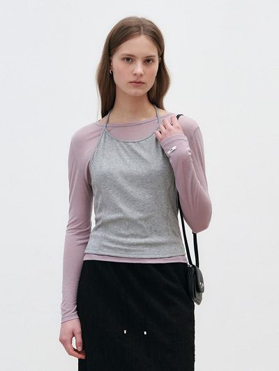 LOEIL Layered Halter Sleeveless Top [Melange Grey]