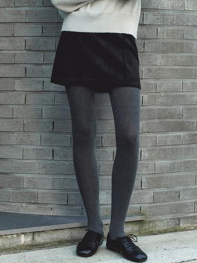 LOEIL line suede mini skirt - black