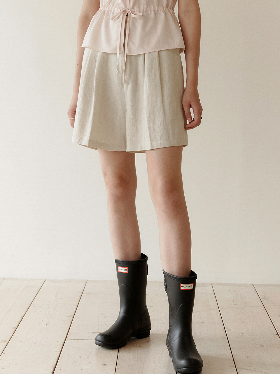 LOEIL Linen Blended Half Pants_Beige
