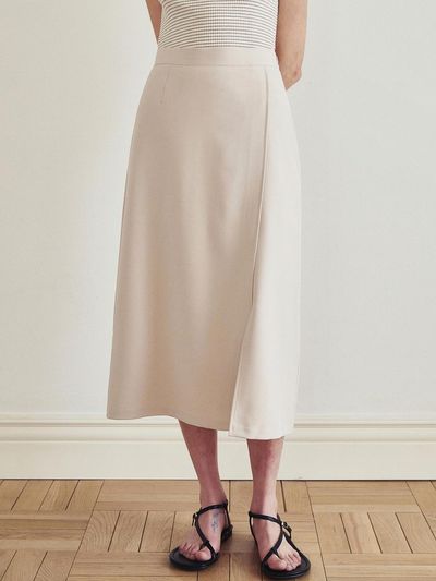 LOEIL Minimalist Slit Long Skirt - Beige