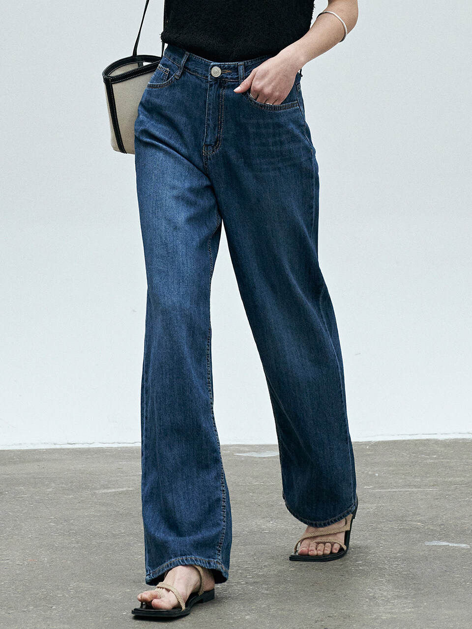 LOEIL Natural Light Wide Denim Pants_Dark Blue