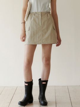 LOEIL Nylon Cargo Mini Skirt_Beige