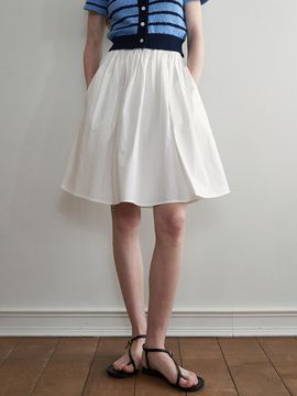 LOEIL Shirring Flared Half-line Skirt