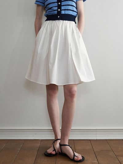 LOEIL Shirring Flared Half-line Skirt