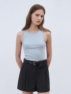 LOEIL Solid Back Line Sleeveless Tank [Sky Blue]