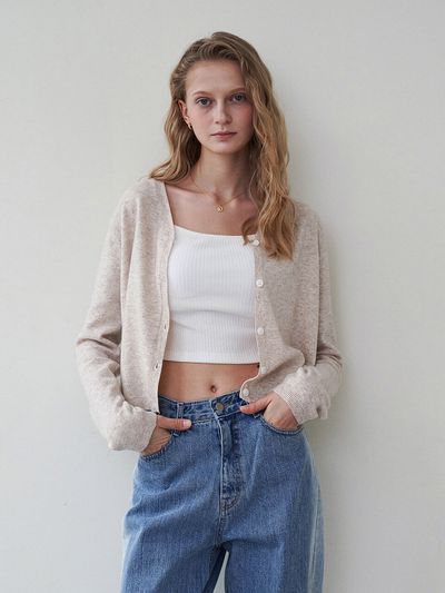 LOEIL Spring Wool Blended Cardigan _ Beige