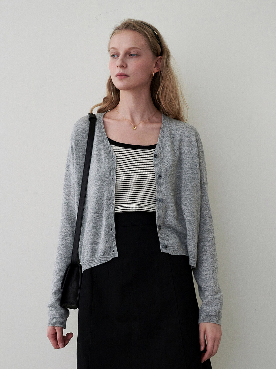 LOEIL Spring Wool Blended Cardigan _ Grey
