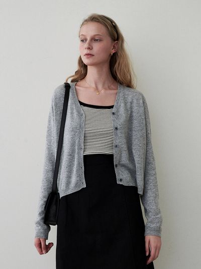 LOEIL Spring Wool Blended Cardigan _ Grey