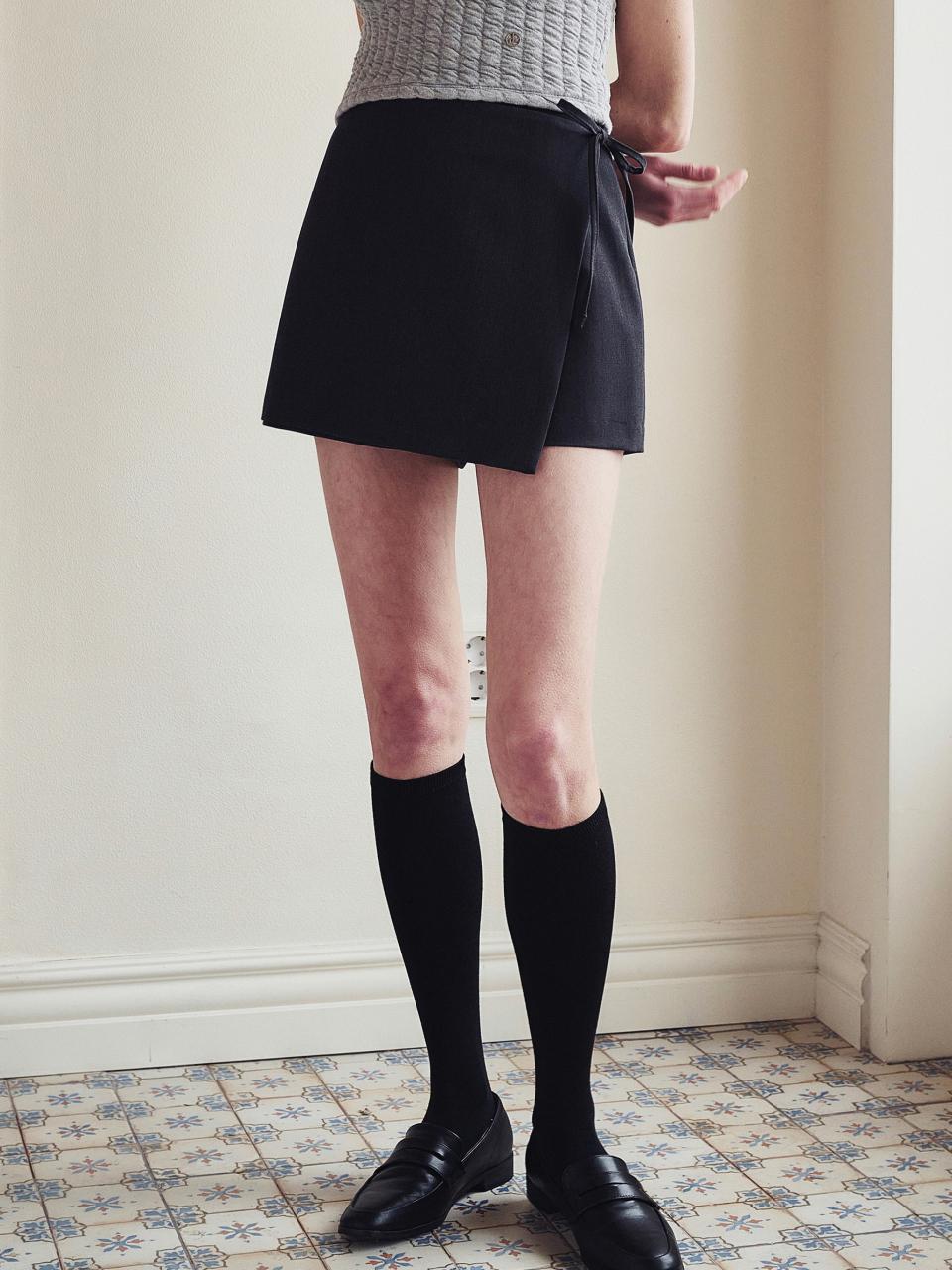 LOEIL String Wrap Skirt Pants - Charcoal