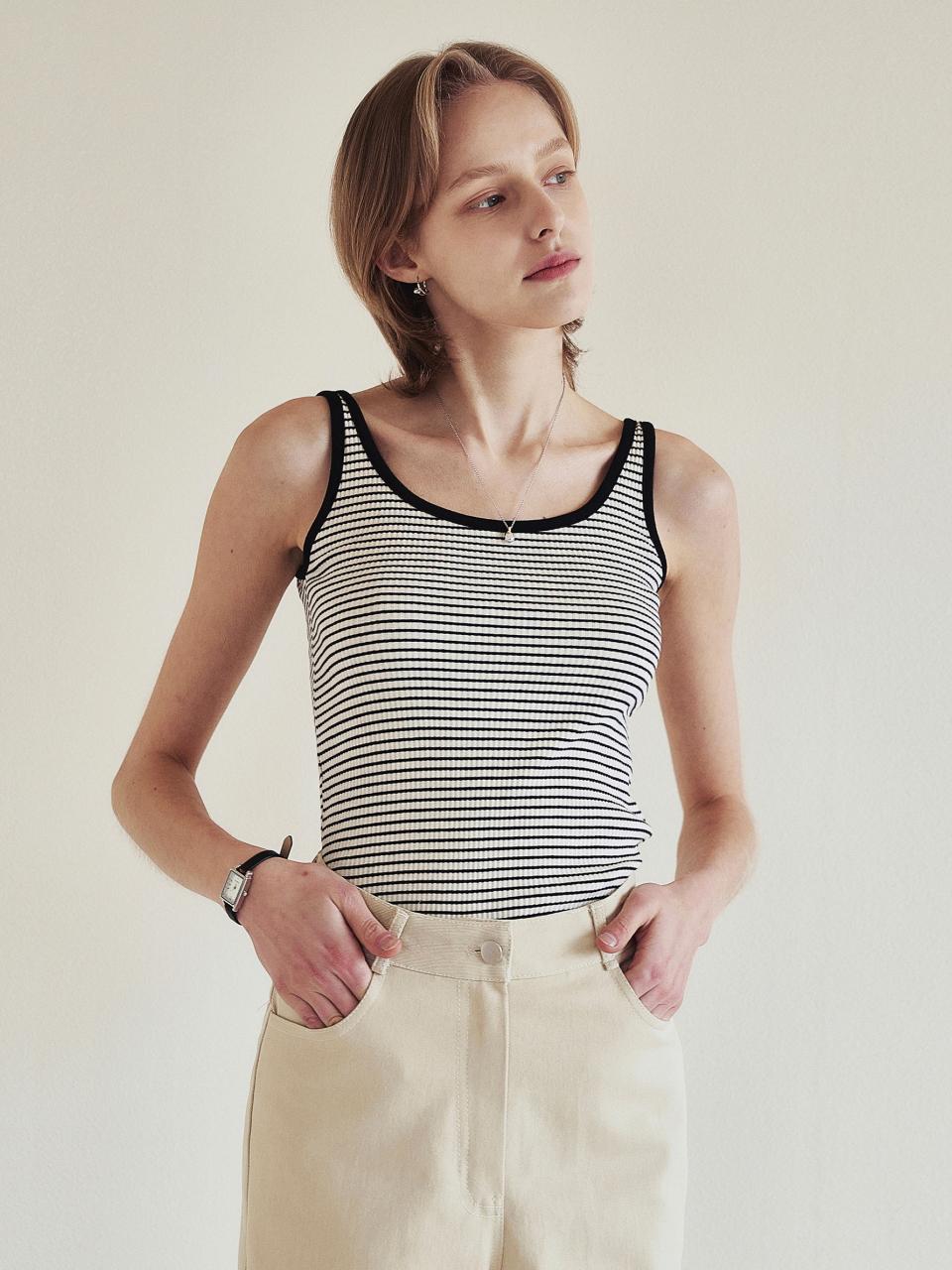 LOEIL Stripe Ribbed Sleeveless