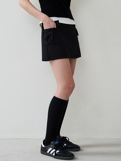 LOEIL Vintage Cargo Short Skirt _ Black