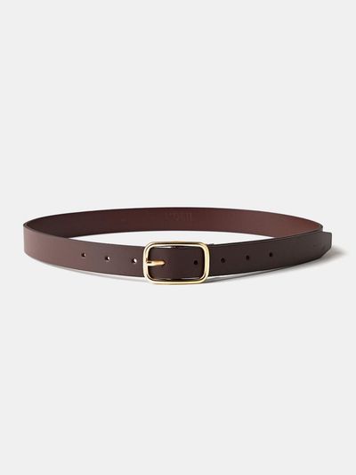 LOEIL Vintage Gold Square Belt - Brown