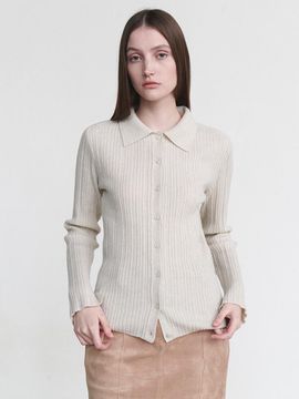 LOEUVRE Collar Slim Cardigan