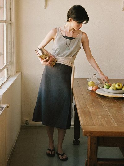 LOEUVRE Layered Sheer Slip Dress (SW5MO215-94)
