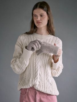 LOEUVRE Oversized Cable Knit Pullover