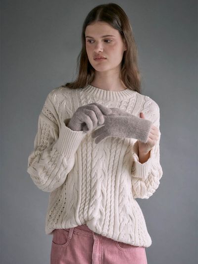LOEUVRE Oversized Cable Knit Pullover