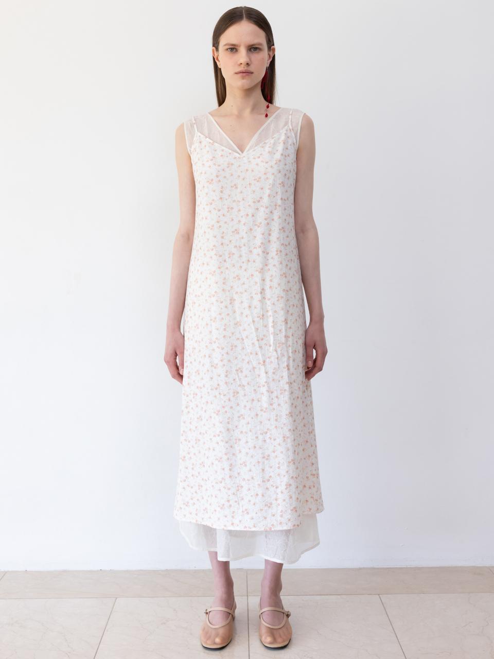 LOEUVRE Printed Slip Sheer Sleeveless Dress SET (SW5MO276-9D)