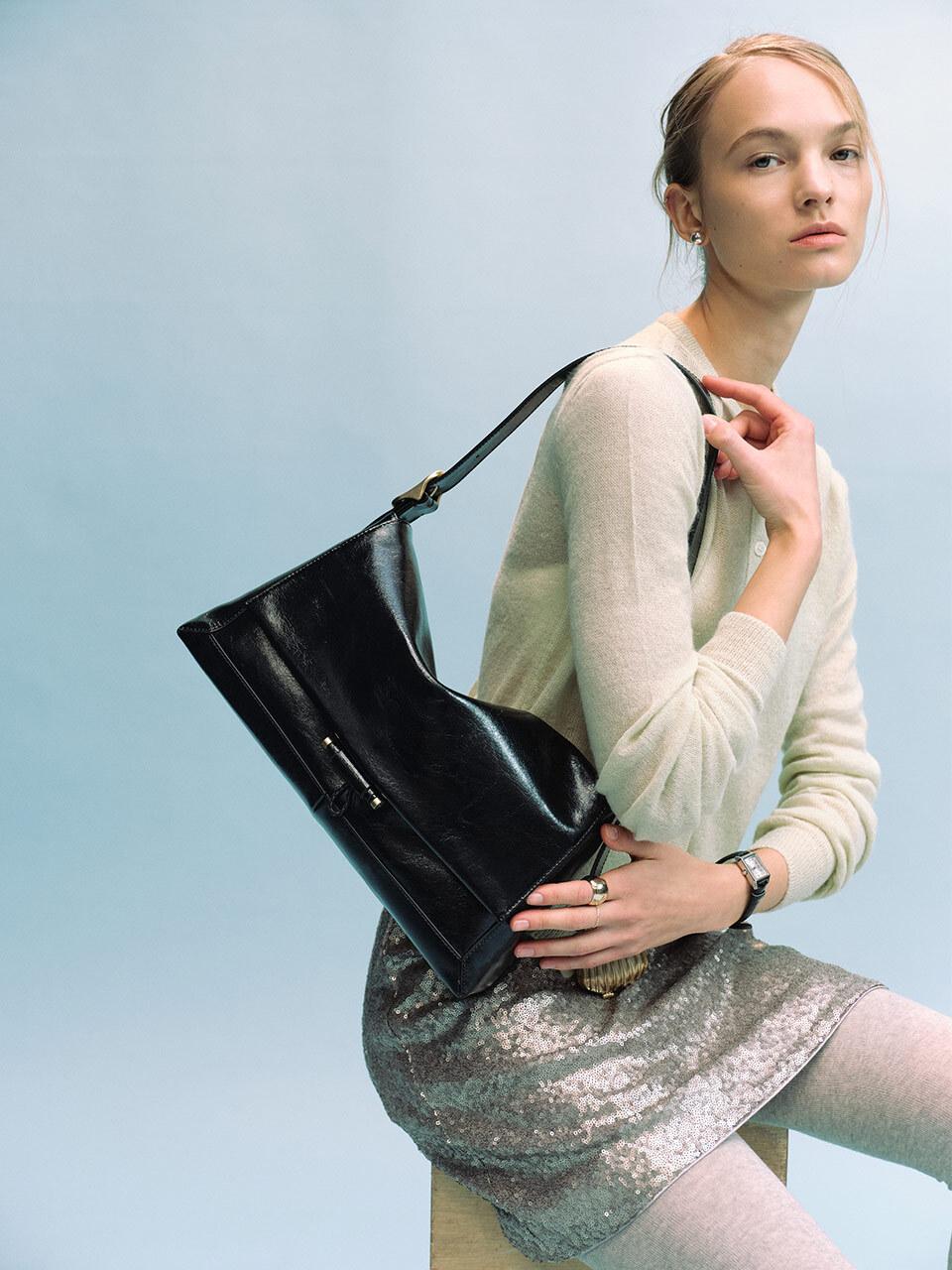 LOEUVRE Sac de Jardin Large Shoulder Bag - Noir