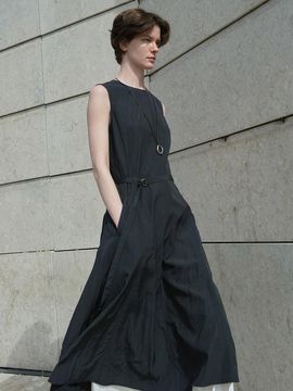 LOEUVRE Sleeveless Flared Belted Dress (SW5MO210-24)