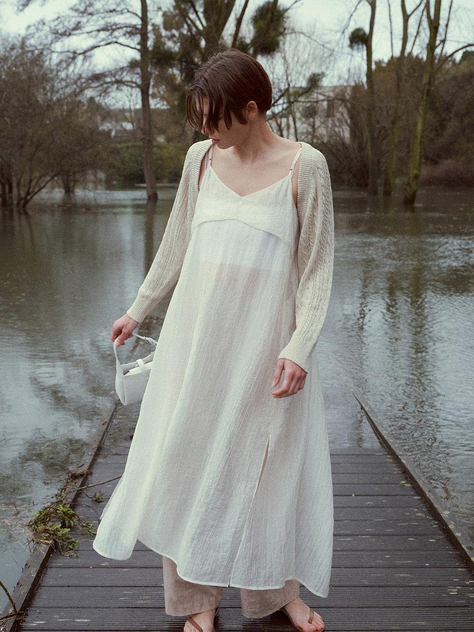 LOEUVRE Tencel Sleeveless Wrap Dress