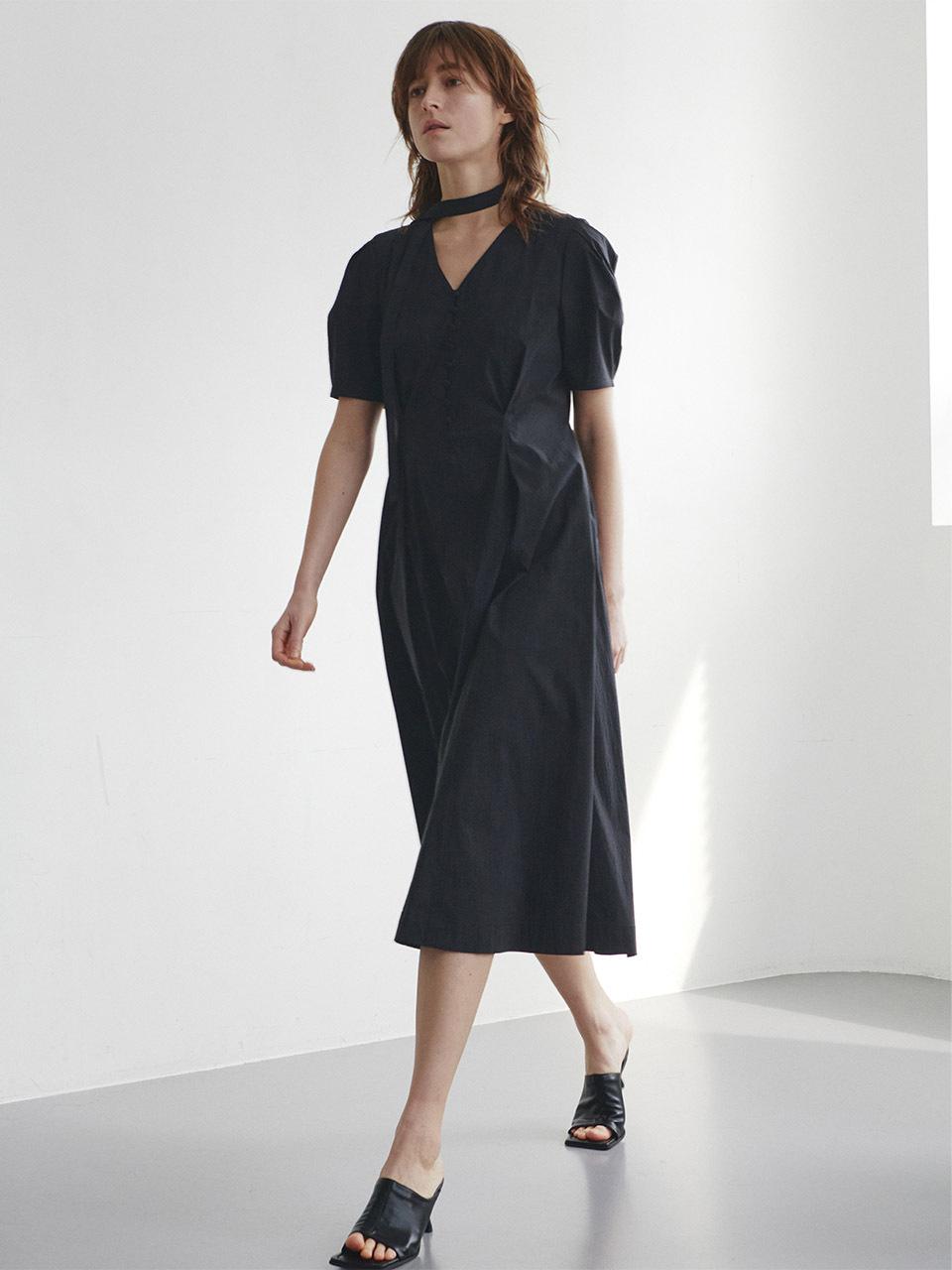 LOEUVRE Volume Sleeved Midi Length Dress