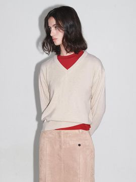 LOEUVRE Wool Blend V-neck Knit Pullover - 2 Colors