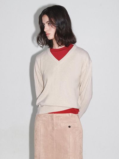 LOEUVRE Wool Blend V-neck Knit Pullover - 2 Colors
