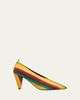 Loewe 85mm Origami Cubic Striped Suede Pumps - 1