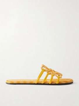 LOEWE + Paula's Ibiza leather-trimmed embroidered canvas slides
