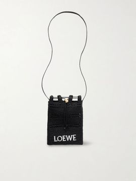 LOEWE + Paula's Ibiza leather-trimmed embroidered raffia shoulder bag