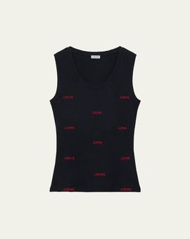 Loewe All-Over Logo Embroidered Rib Tank Top
