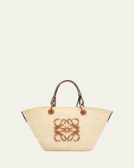 Loewe Anagram Woven Palm Leaf Basket Tote Bag