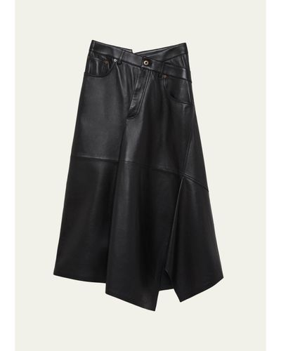LOEWE Asymmetric Leather Midi Skirt