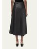 LOEWE Asymmetric Leather Midi Skirt - 3