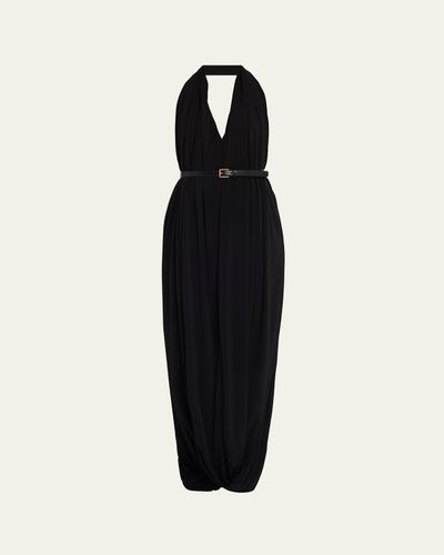 Loewe Backless Draped Crepe Maxi Dress