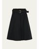LOEWE Belted Double-Waistband Midi A-Line Skirt - 1