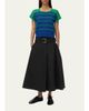 LOEWE Belted Double-Waistband Midi A-Line Skirt - 2