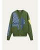 LOEWE Check Colorblocked Wool-Blend Cardigan - 1