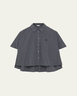 Loewe Check Cotton Short-Sleeve Trapeze Shirt
