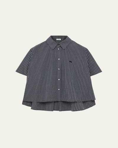 Loewe Check Cotton Short-Sleeve Trapeze Shirt