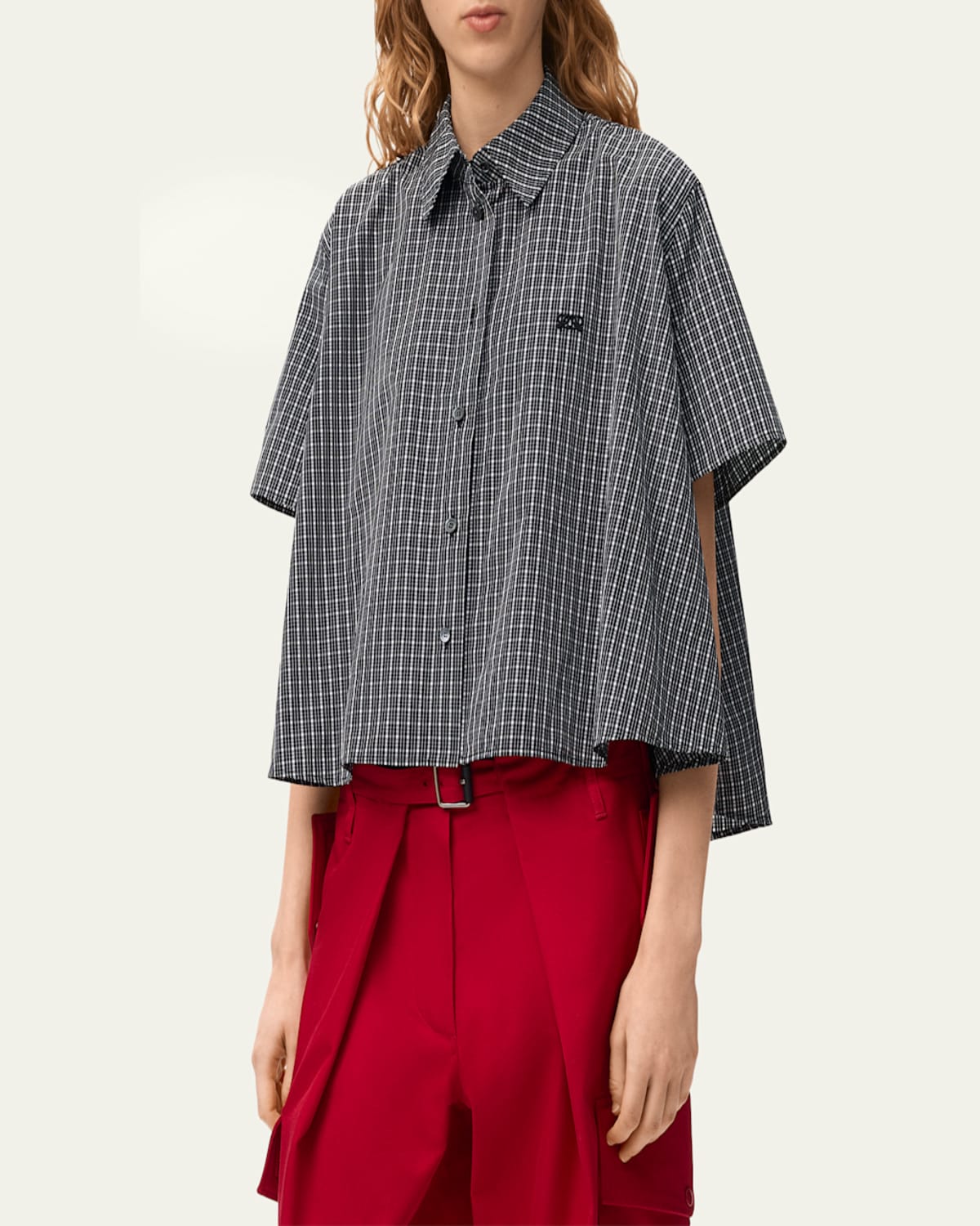 Loewe - Check Cotton Short-Sleeve Trapeze Shirt
