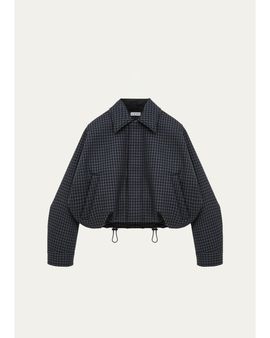 LOEWE Check Wool-Blend Drawstring Balloon Jacket