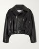 LOEWE Cropped buckled leather biker jacket - 1