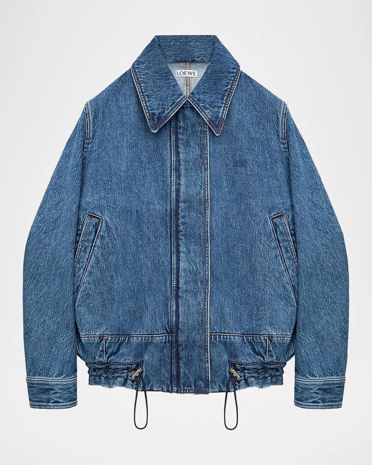 LOEWE Drawstring Washed-Denim Drawstring Jacket