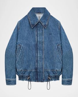 LOEWE Drawstring Washed-Denim Drawstring Jacket