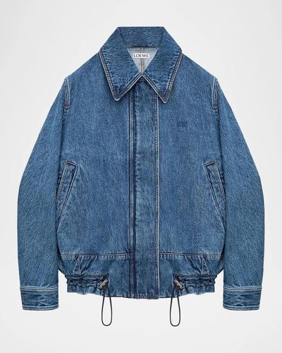 LOEWE Drawstring Washed-Denim Drawstring Jacket