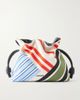 LOEWE Flamenco leather-trimmed paneled striped canvas clutch - 1